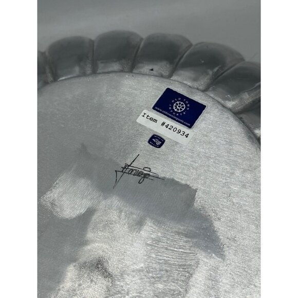 pewter 19.5" circle tray lip ripple old town imports centerpiece made in Mexico - Picture 9 of 12